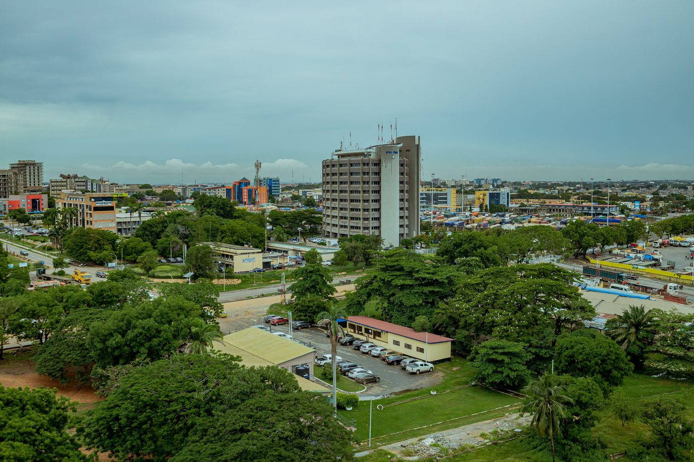 Aerial view of a growing African city