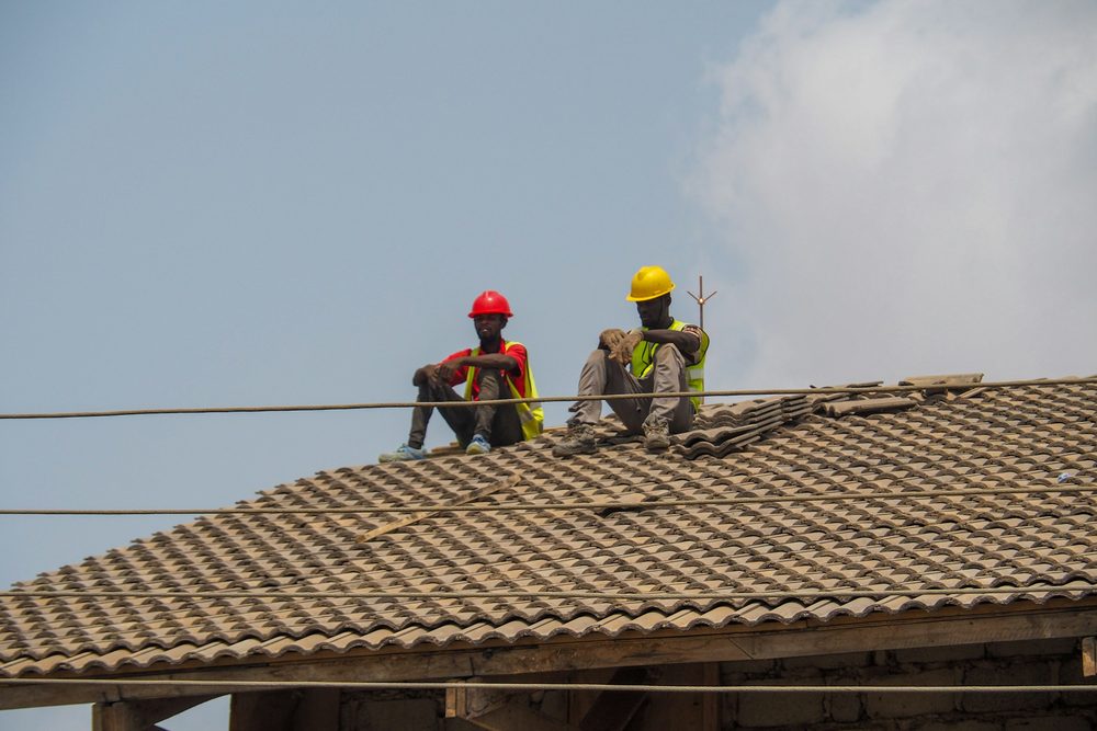 Roofers at work in Accra